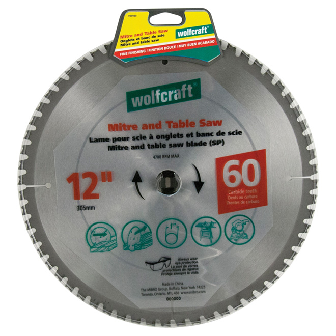 Lame en carbure pour scie à onglet et d'établi, 12 po, 60 DT