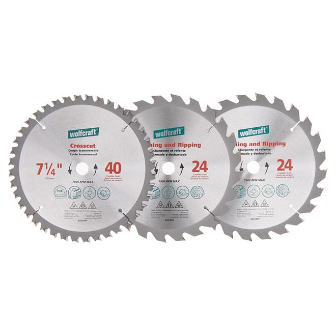 Circular Saw Carbide Blade Set - 3-Pieces