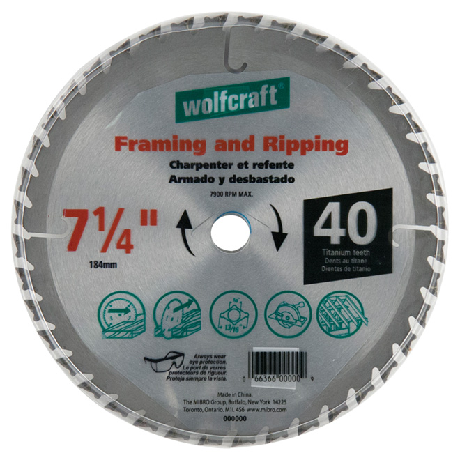 Framing Circular Saw Titanium Blade- 7 1/4" - 40TH