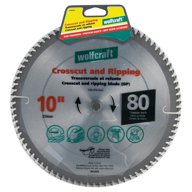 Crosscutting/Ripping Titanium Saw Blade- 10" -80TH