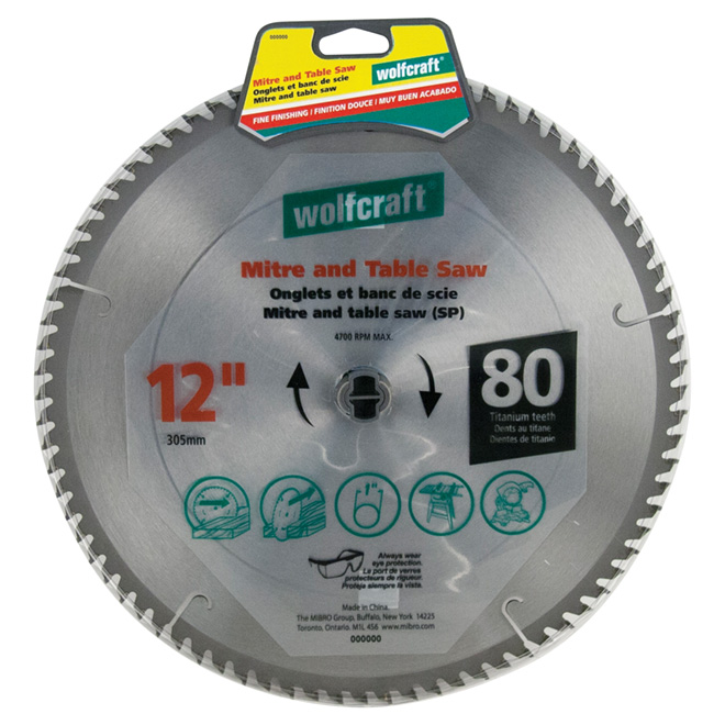 Mitre and Table Saw Titanium Blade - 12" - 80TH