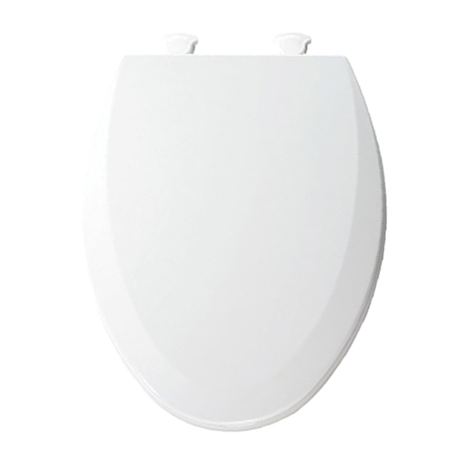 Siège de toilette en bois, allongé, blanc