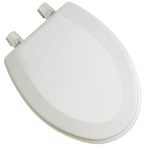 Siège de toilette en bois, allongé, blanc