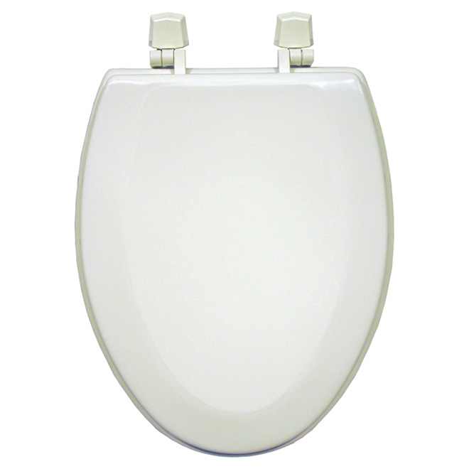 Siège de toilette en bois, allongé, blanc