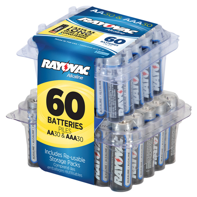 Piles Alkaline Rayovac AA et AAA - Paquet de 60