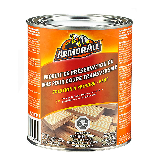 Préservatif pour bois sur coupe transversale