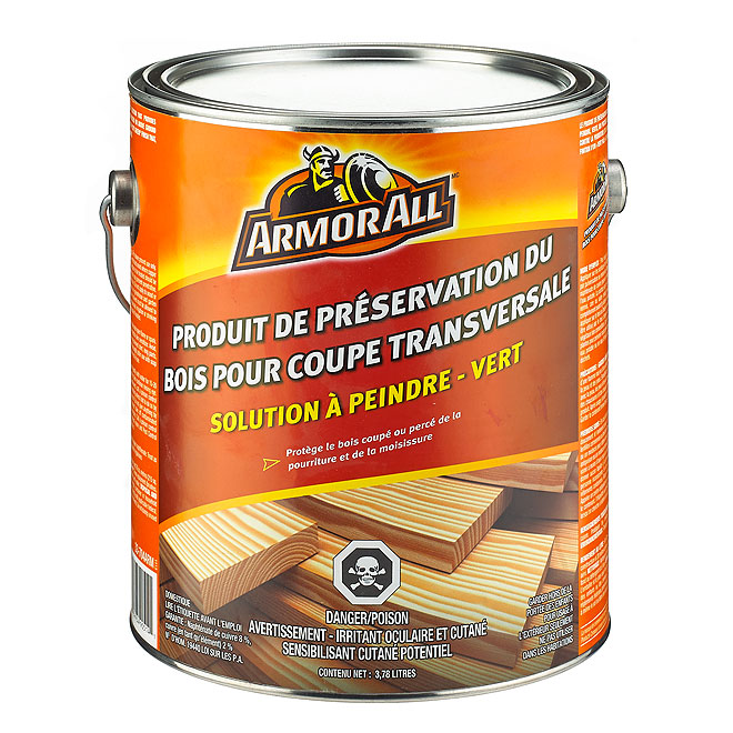 Préservatif pour bois sur coupe transversale
