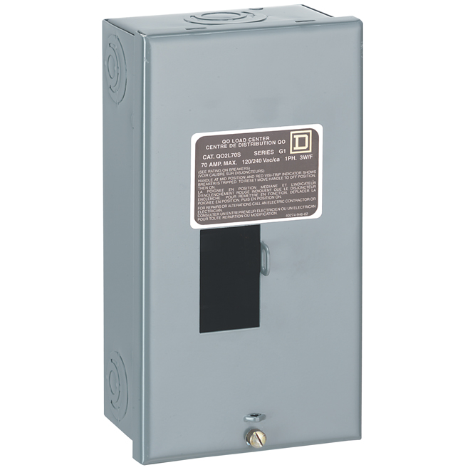 Tableau secondaire QO de 70 A, 2 circuits