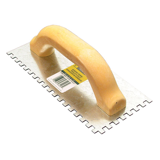 Truelle pour céramique, crans carrés, 4" x 9", dents de 1/4"
