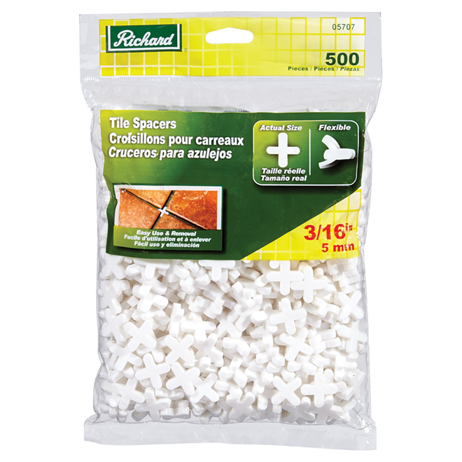 Croisillons flexibles pour carreaux, 3/16 po, paquet de 500