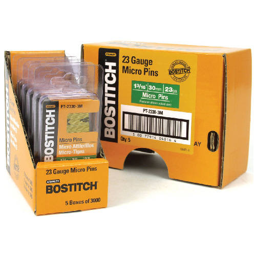 Micro-tiges, 1 3/16 po, calibre de 23, boîte de 3 000