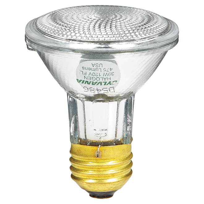 Ampoule réflecteur halogène à faisceau large, PAR20/39 W