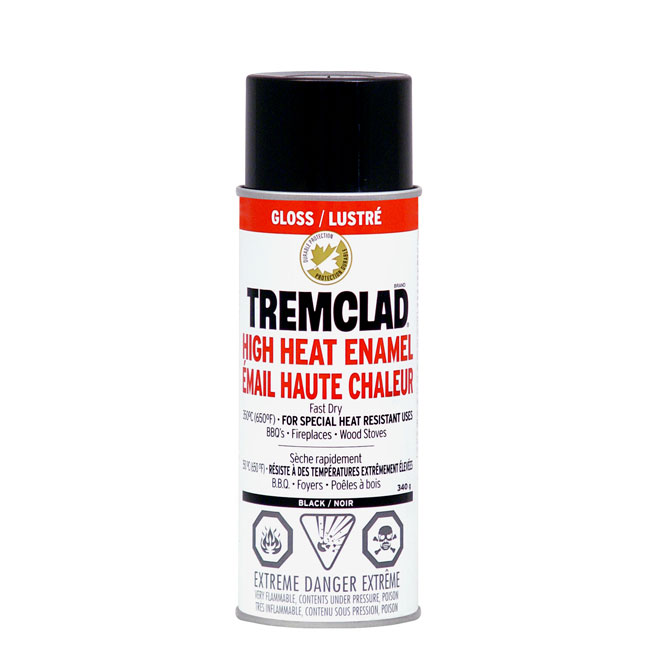 Peinture haute température en aérosol 340g - Noir lustré
