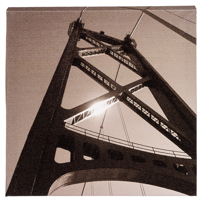 Canevas en bois et coton laminé sépia, pont de San Francisco