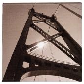 Wood and Cotton Sepia Canvas - San Francisco Bay Bridge