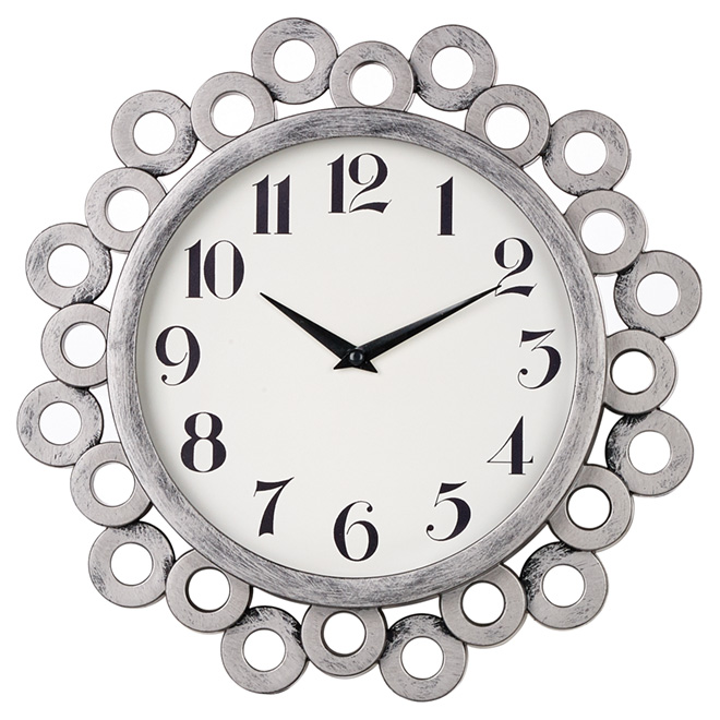 Horloge murale, 12", argent antique