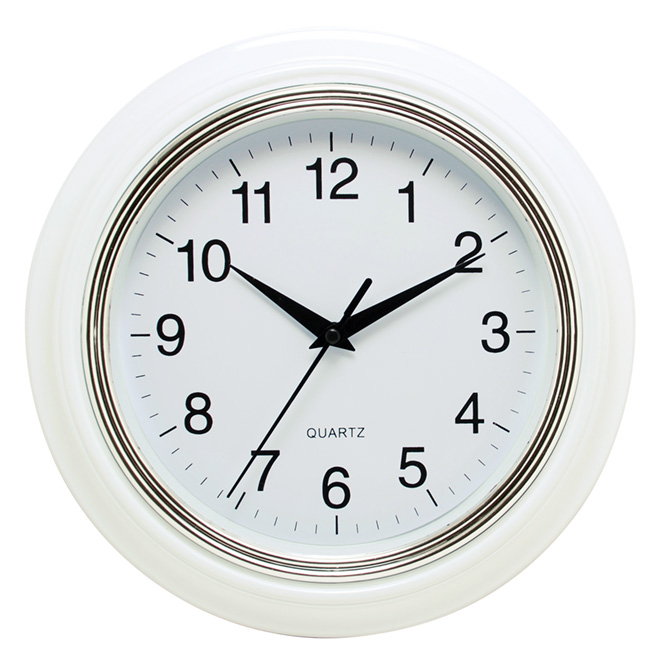 Horloge murale Aster, blanc/argent, 10"