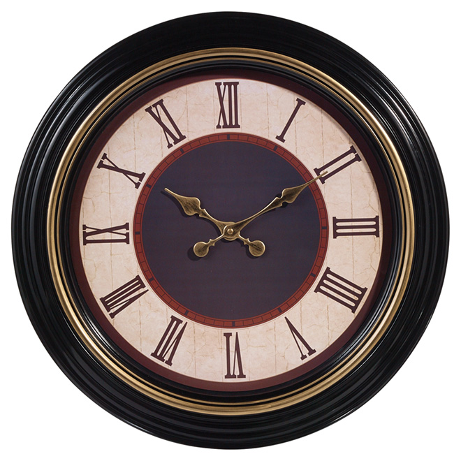 Horloge murale Everett, noir, 20"