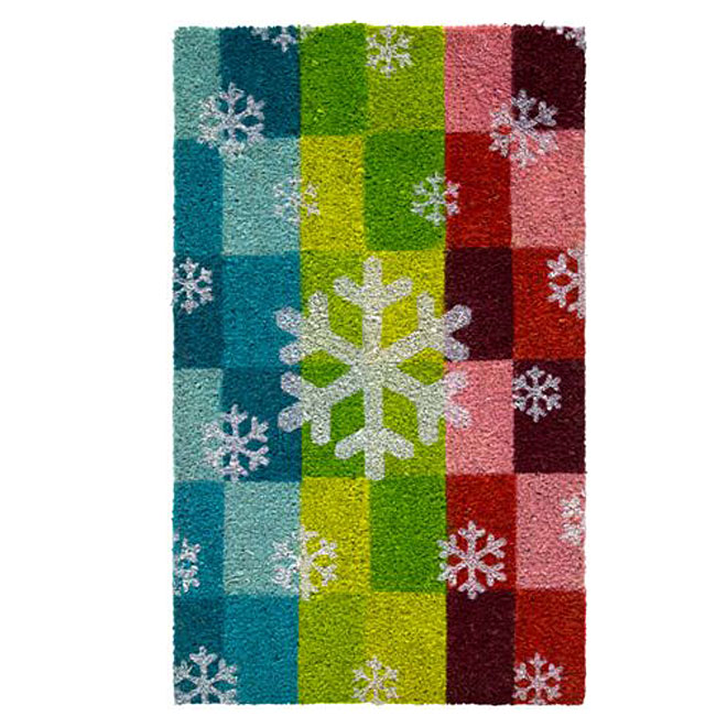Tapis de Noël en coco naturel, « Flocons »