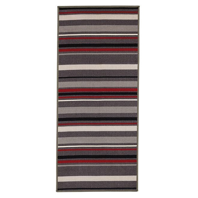 Tapis décoratif en nylon, gris rayé