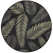 Tapis d'extérieur rond réversible Dune, 7', vert/beige