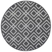 Tapis d'extérieur rond réversible Dune, 7', gris