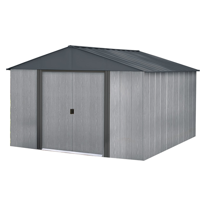 Storage Shed - 10' x 10' - Driftwood - Steel - Grey | RONA