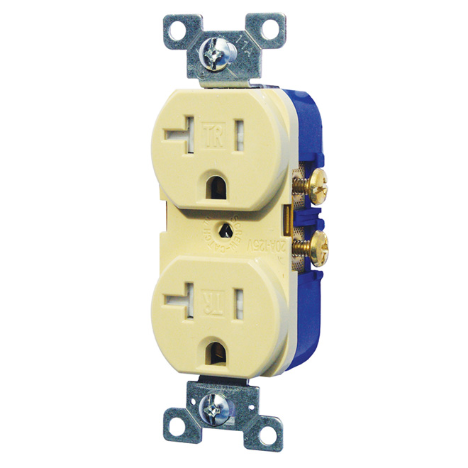 Prise double sécuritaire 125 VAC/20 A/2 pôles 3 fils