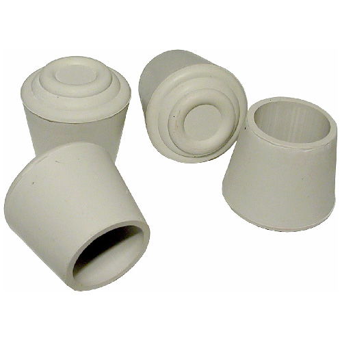 Embouts de caoutchouc, ronds, blancs, 1", 4/pq