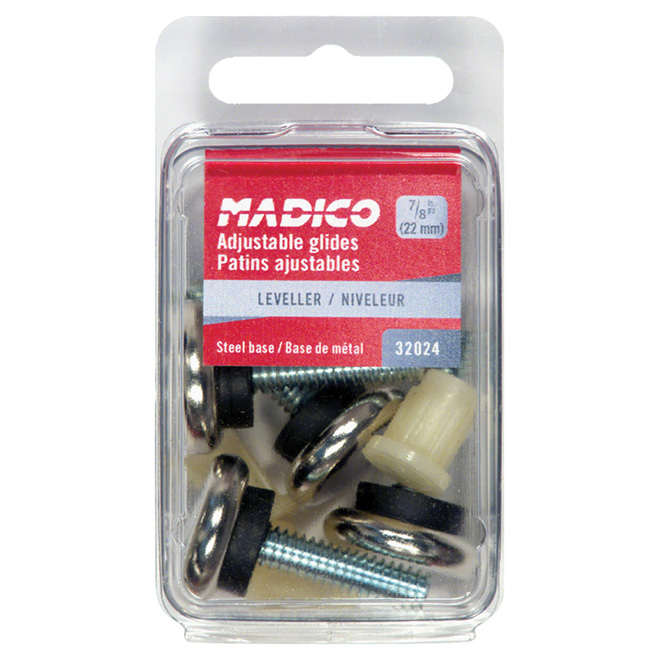 Cushioned Steel-Base Threaded Stem Glides - 7/8" - 4/Pk