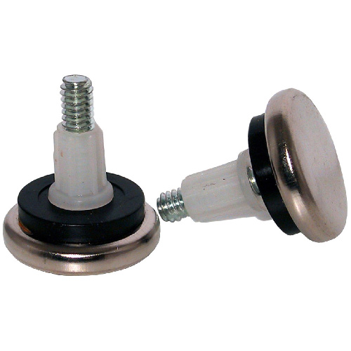 Patins à tige filetée, base en acier coussiné, 1 1/4", 4/pq