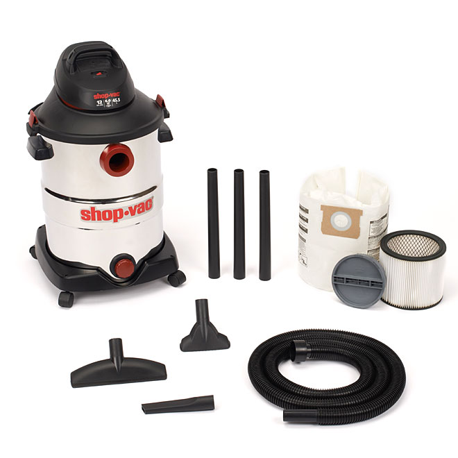 Aspirateur sec/humide de 12 gal moteur de 6.0 CV maximum