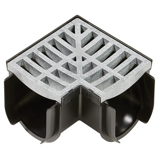 90° Angle Moulded Grey Plastic Storm Drain Corner
