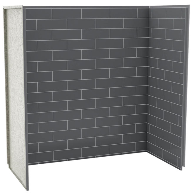 Mur de douche, 61 1/4" x 61 1/8" x 30", gris tonnerre