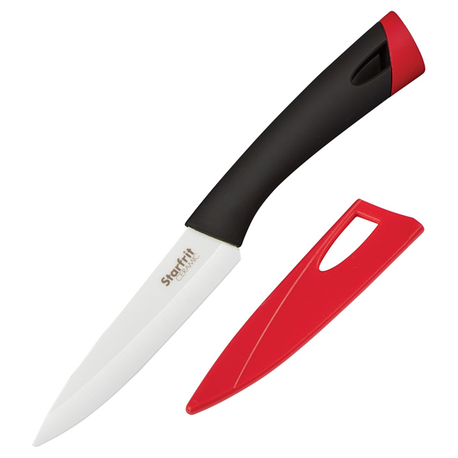 Couteau tout-usage en céramique 4", rouge/noir