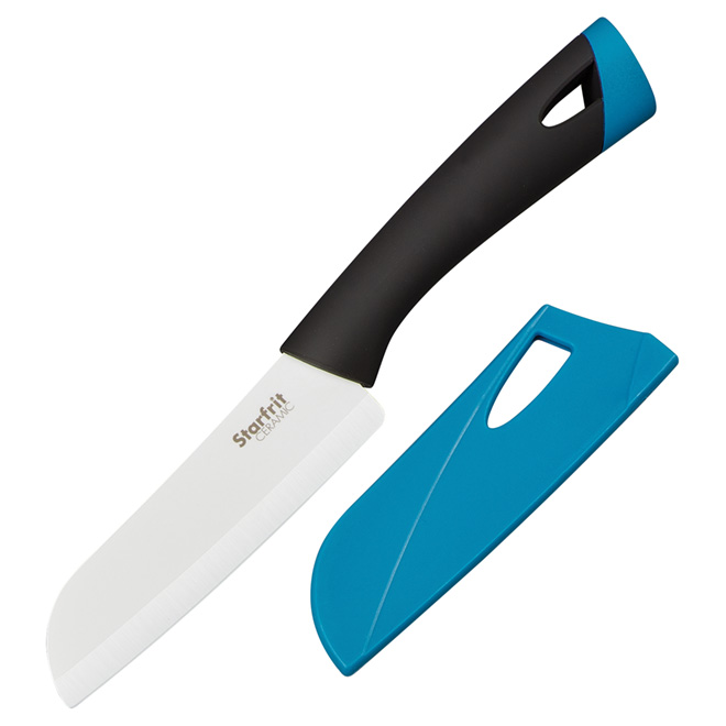 Santoku Ceramic Knife - 5" - Black/Blue