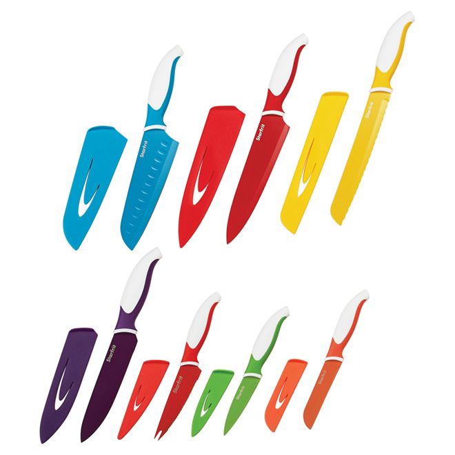 Set of 7 knives with protective covers - Multicolored