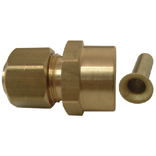 Coupling - Brass - 3/8" x 1/2" - Tube x Sweat