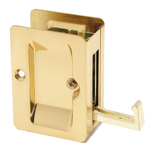 Passage Sliding Door Lock - Polished Brass