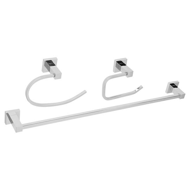 Sophia 3 Pieces Bath Set - Square - Chrome