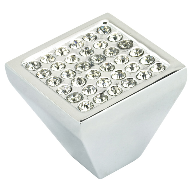 Metal Cabinet Knob - Crystal and Chrome