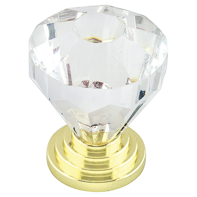 Cabinet Knob - 1 1/4" - Brass/Clear