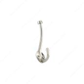 Crochet transitionnel double, 36 x 82 mm, nickel brossé
