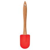 Cuillère spatule en silicone/bois, 30 cm, rouge
