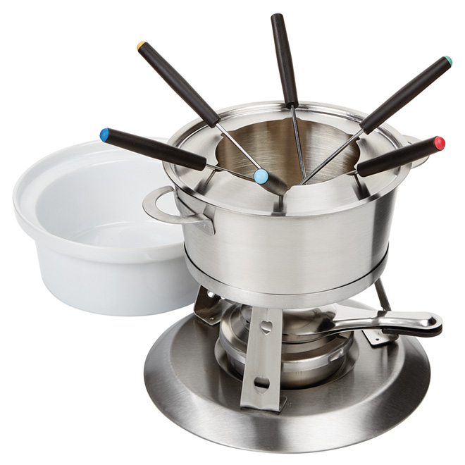 Ensemble pour fondue 3-en-1, 11 pièces, acier inoxydable