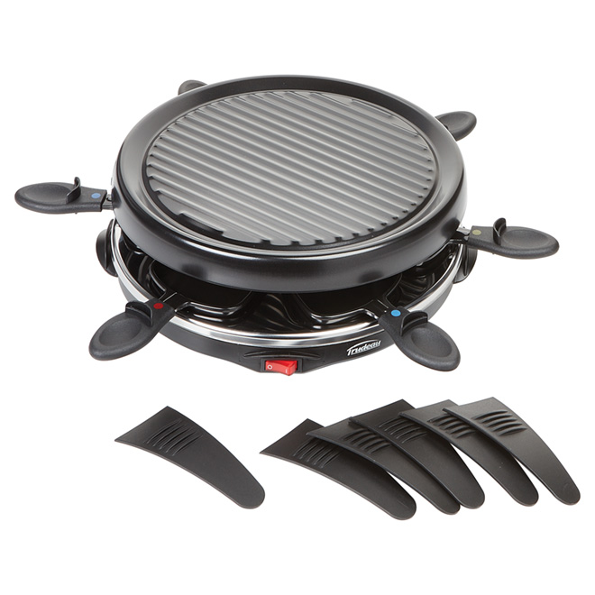 Ensemble à raclette 6 personnes, 800 W, acier estampé, noir