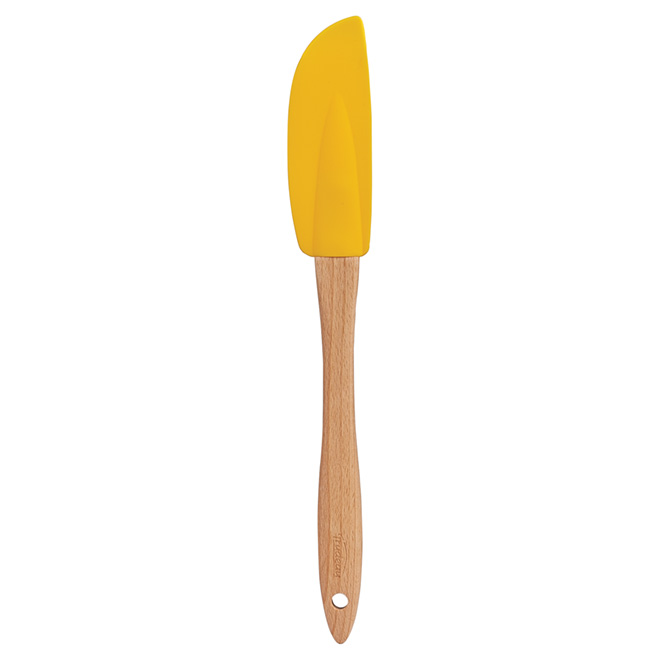 Spatule en silicone/bois, 34 cm, jaune