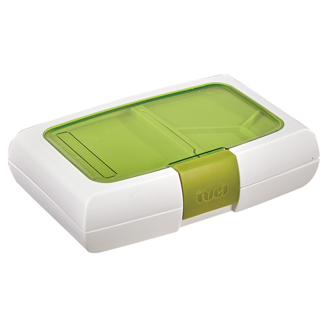 Lunch Container with Compartments - Plastic - White/Green
