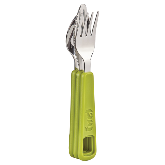 Utensil Set - 3 pieces-Stainless Steel - White/Green