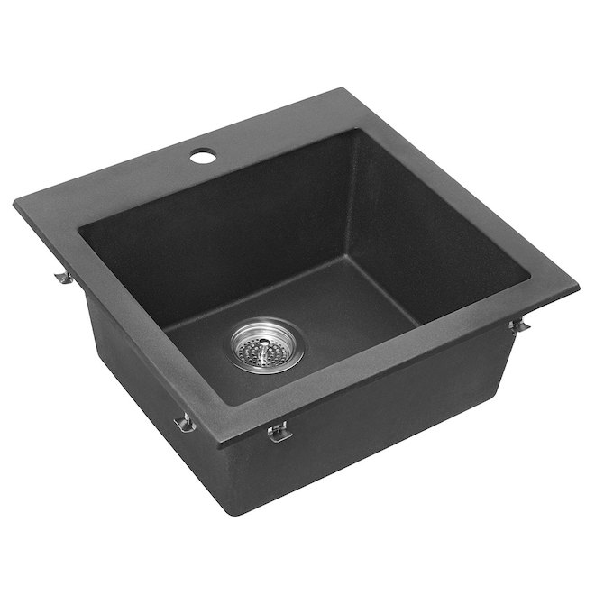 Évier de cuisine monocuve en granite composite « F11 », noir